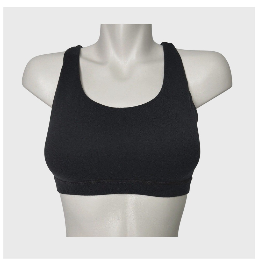 Glowmode Women Black Strappy Crisscross Back Padded Sports Bra Size L